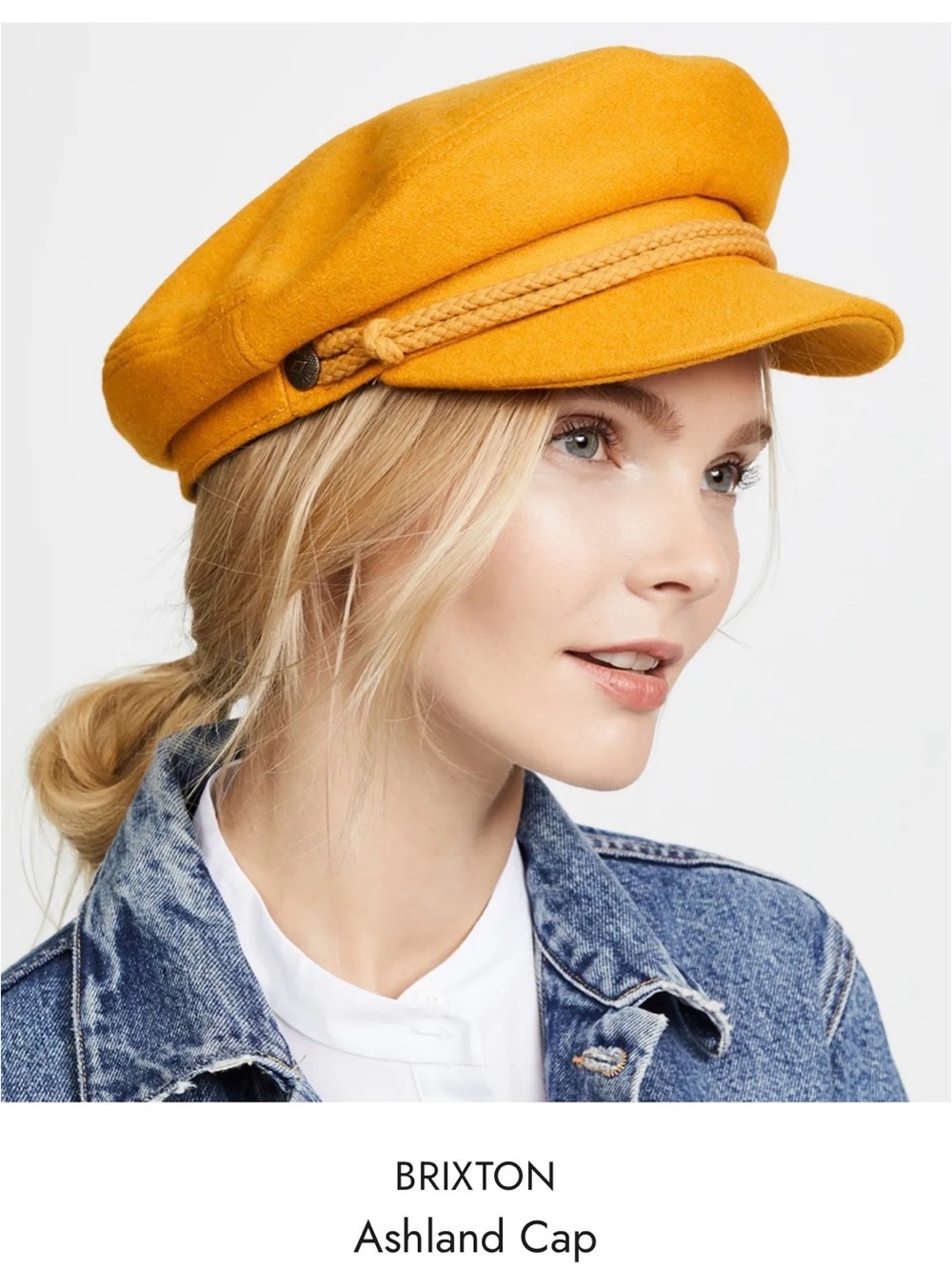 Brixton Ashland Cap Mustard Yellow Wool Baker Boy Hat Size M / 58 CM